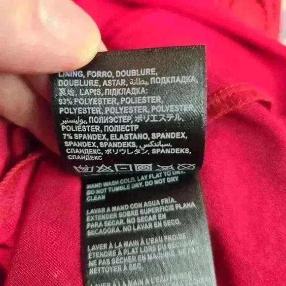 Bebe Red Nylon Lace Bodycon Dress Size XL Party Cocktail - Picture 8 of 11